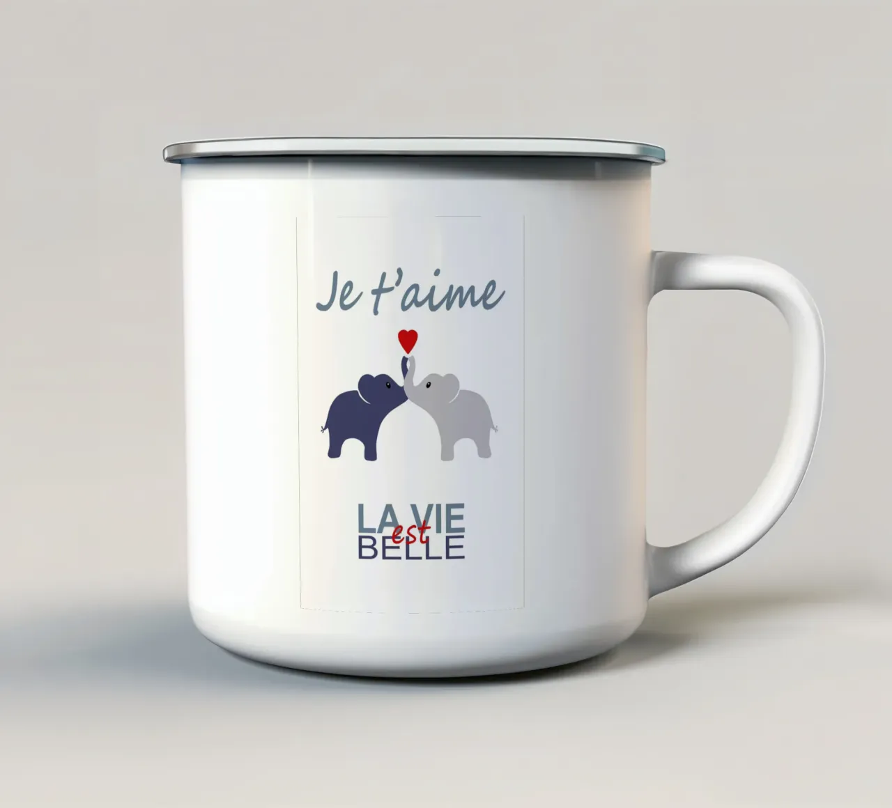 éléphant, je t'aime tazza in smalto da alexiableu