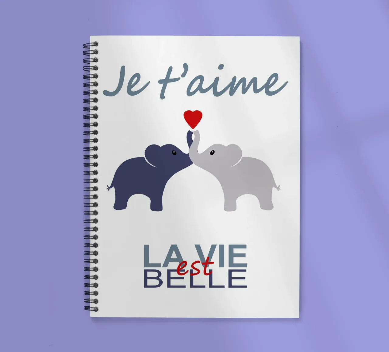 éléphant, je t'aime spiral notebook by alexiableu