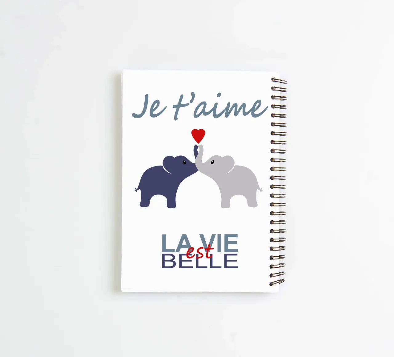 éléphant, je t'aime spiral notebook by alexiableu