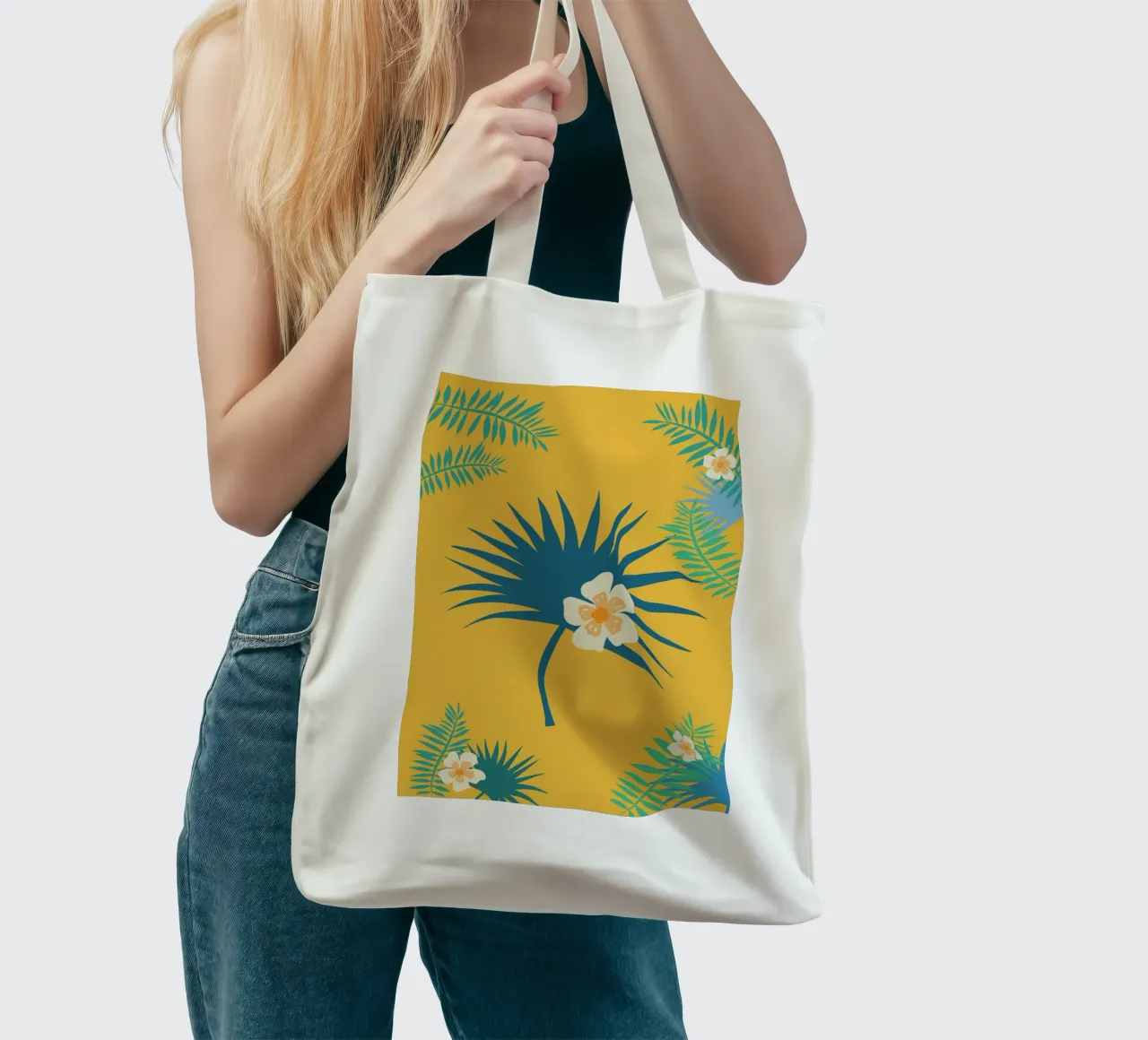 fleur jaune 2 borsa in juta da alexiableu