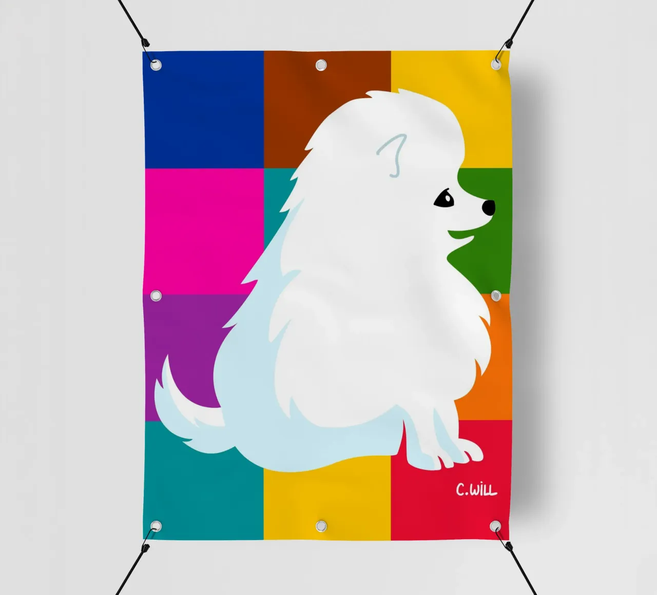 Piccolo spitz bianco telo in pvc da Pop dogs