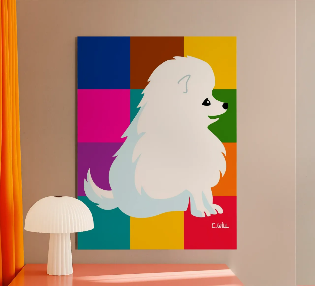 Piccolo spitz bianco alluminio dibond da Pop dogs