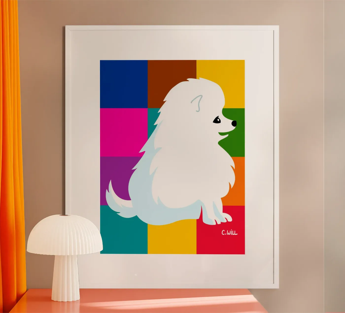 Small white spitz poster by Pop dogs
