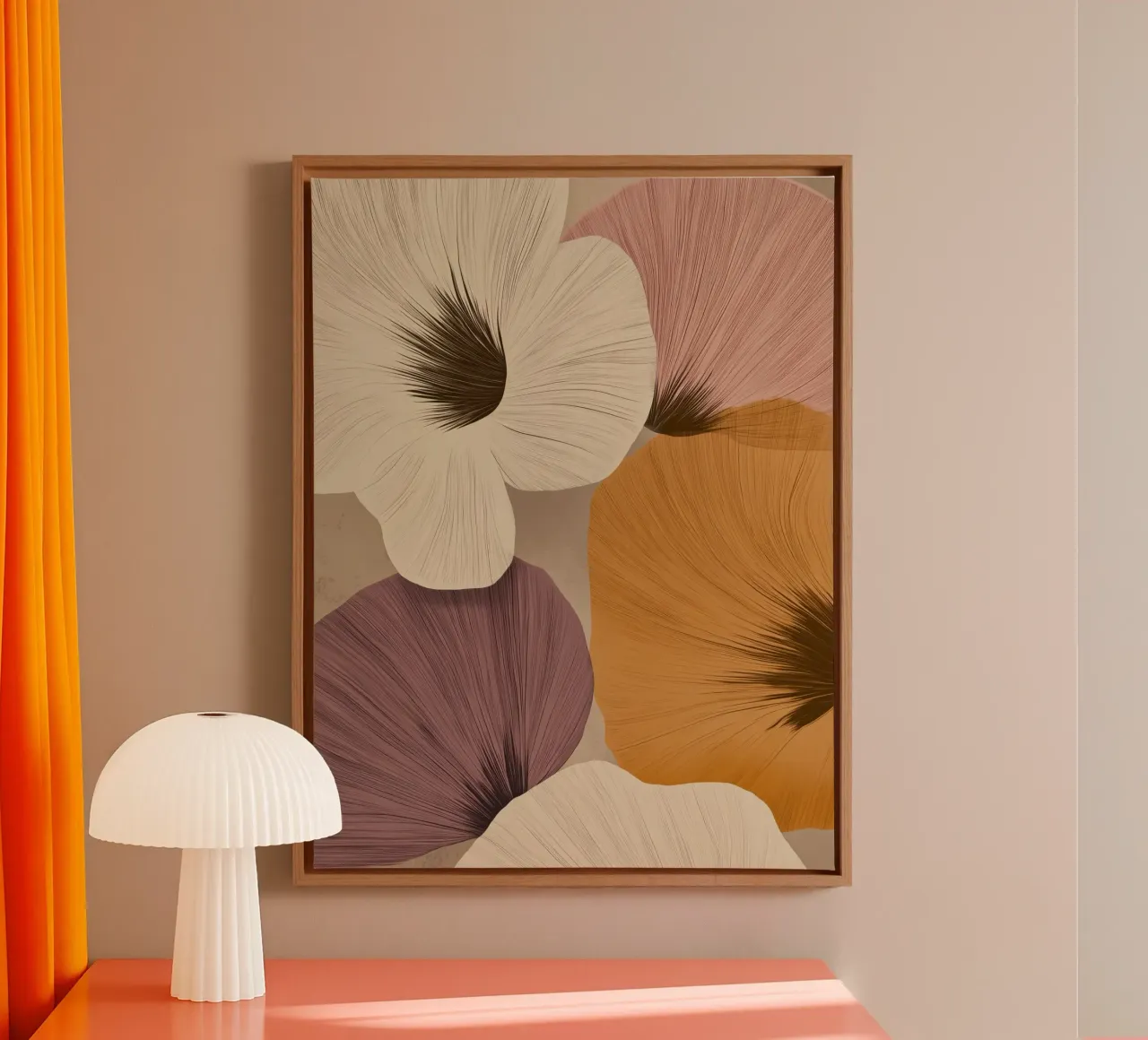 Fiori in tonalità calde tela con Cornice a cassetta da Imagine