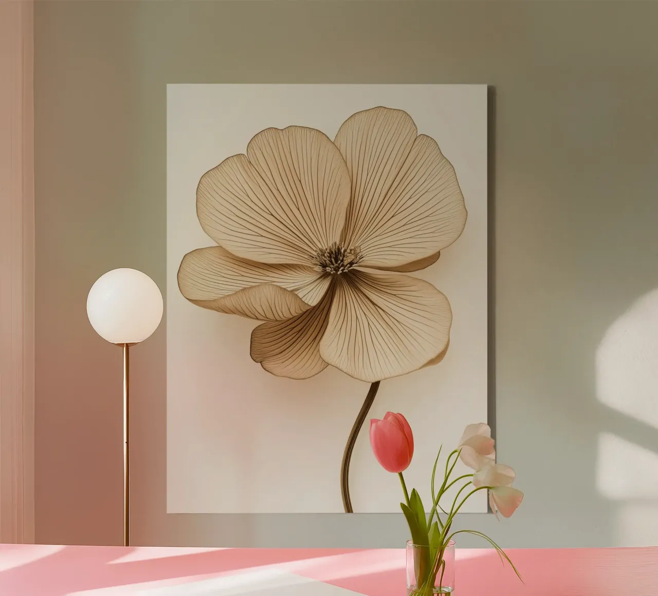 Bloem in bruine kleuren canvas met Baklijst van Imagine