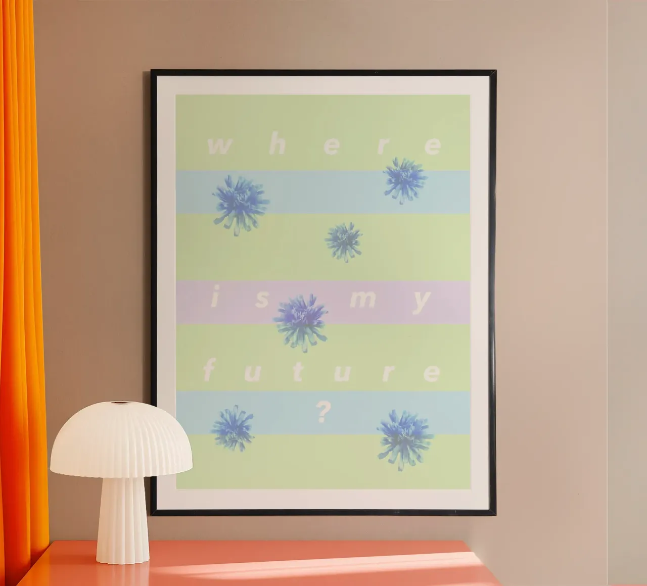 where is my future? poster con telaio in legno da natural neutral