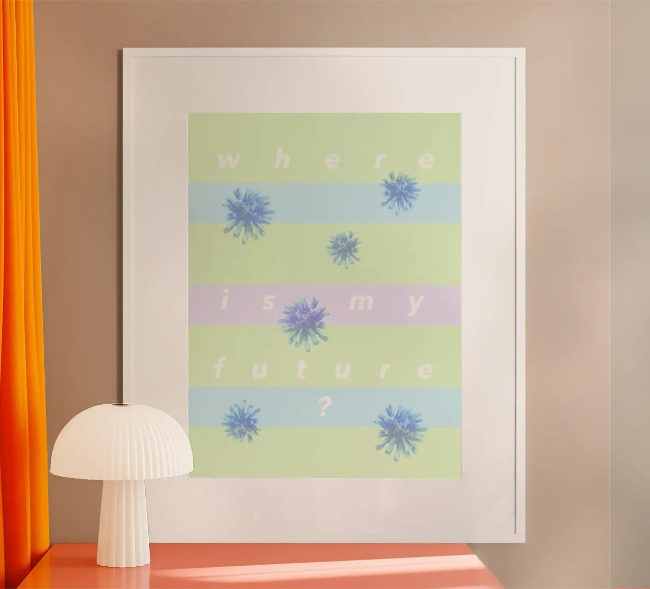 where is my future? poster con telaio in legno da natural neutral