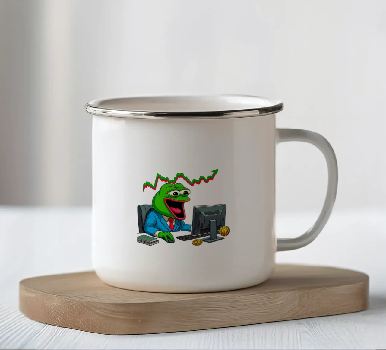 UpUpUp_BTC tazza in smalto da Crypto_Jungle