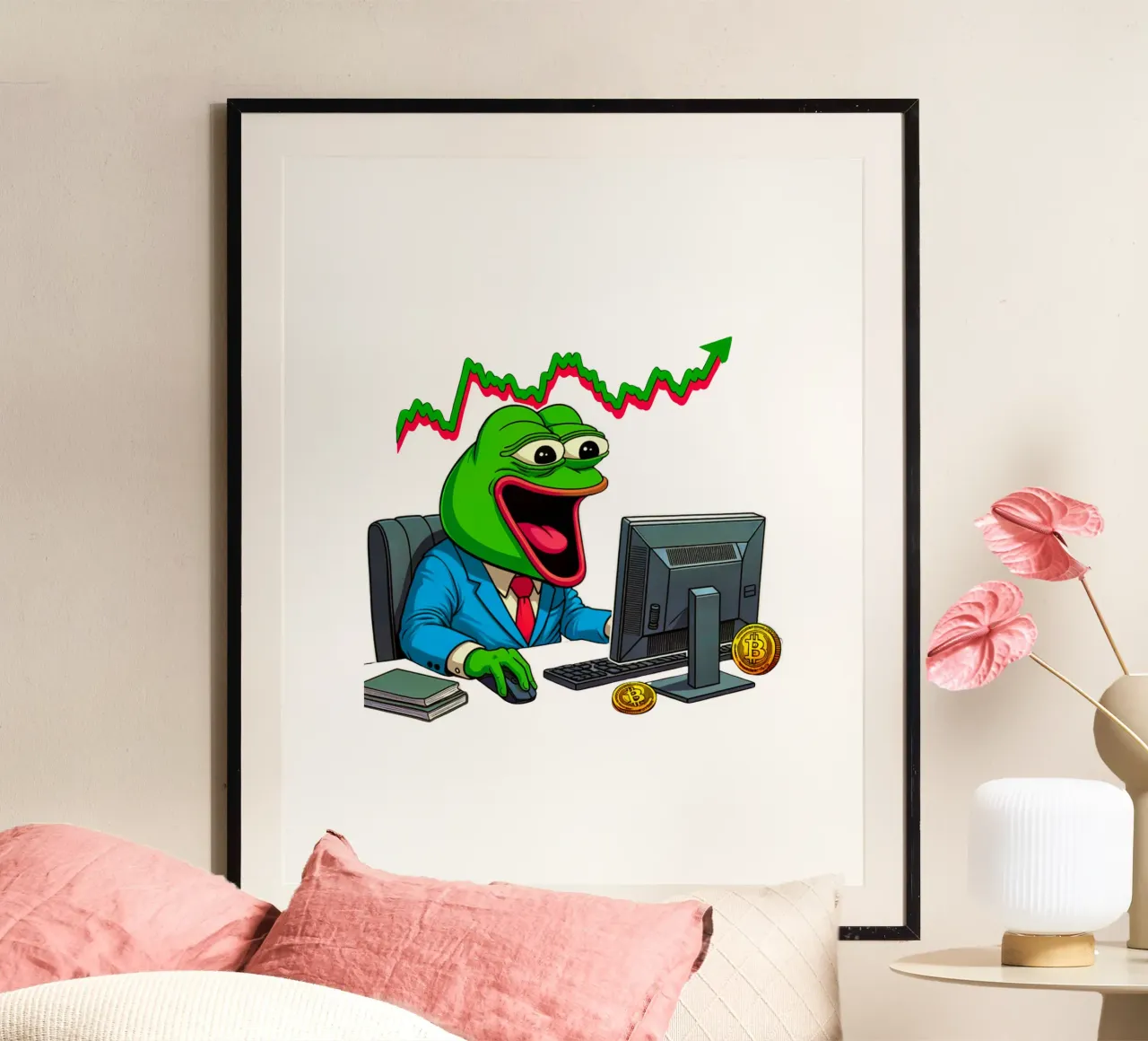 UpUpUp_BTC poster with plastic frame by Crypto_Jungle