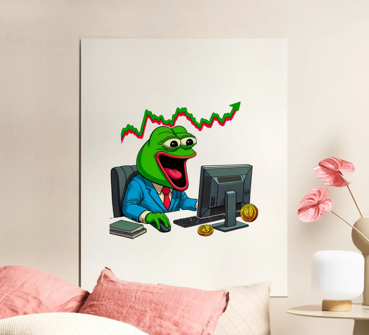 UpUpUp_BTC poster with plastic frame by Crypto_Jungle