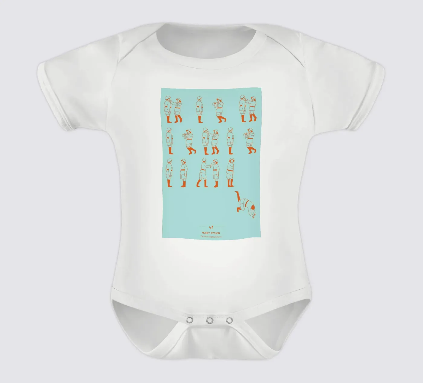 Monty Python - Fish Slap short-sleeve baby romper by Niege Borges