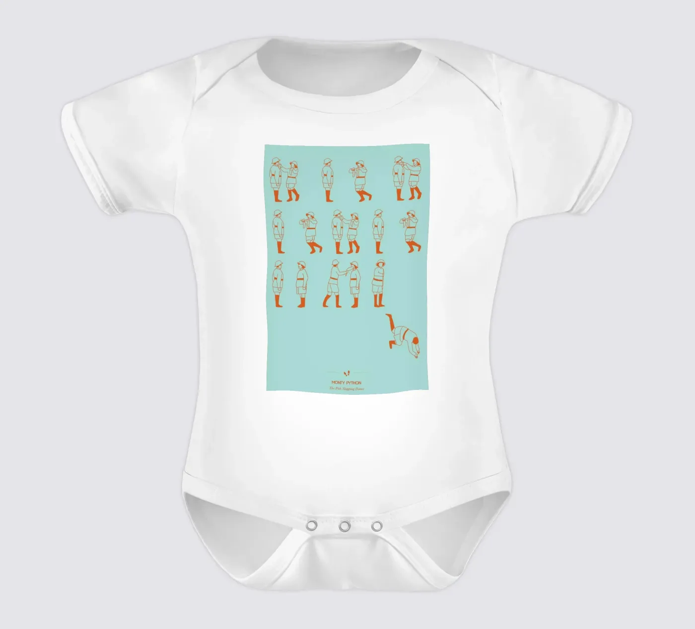 Monty Python - Fish Slap short-sleeve baby romper by Niege Borges