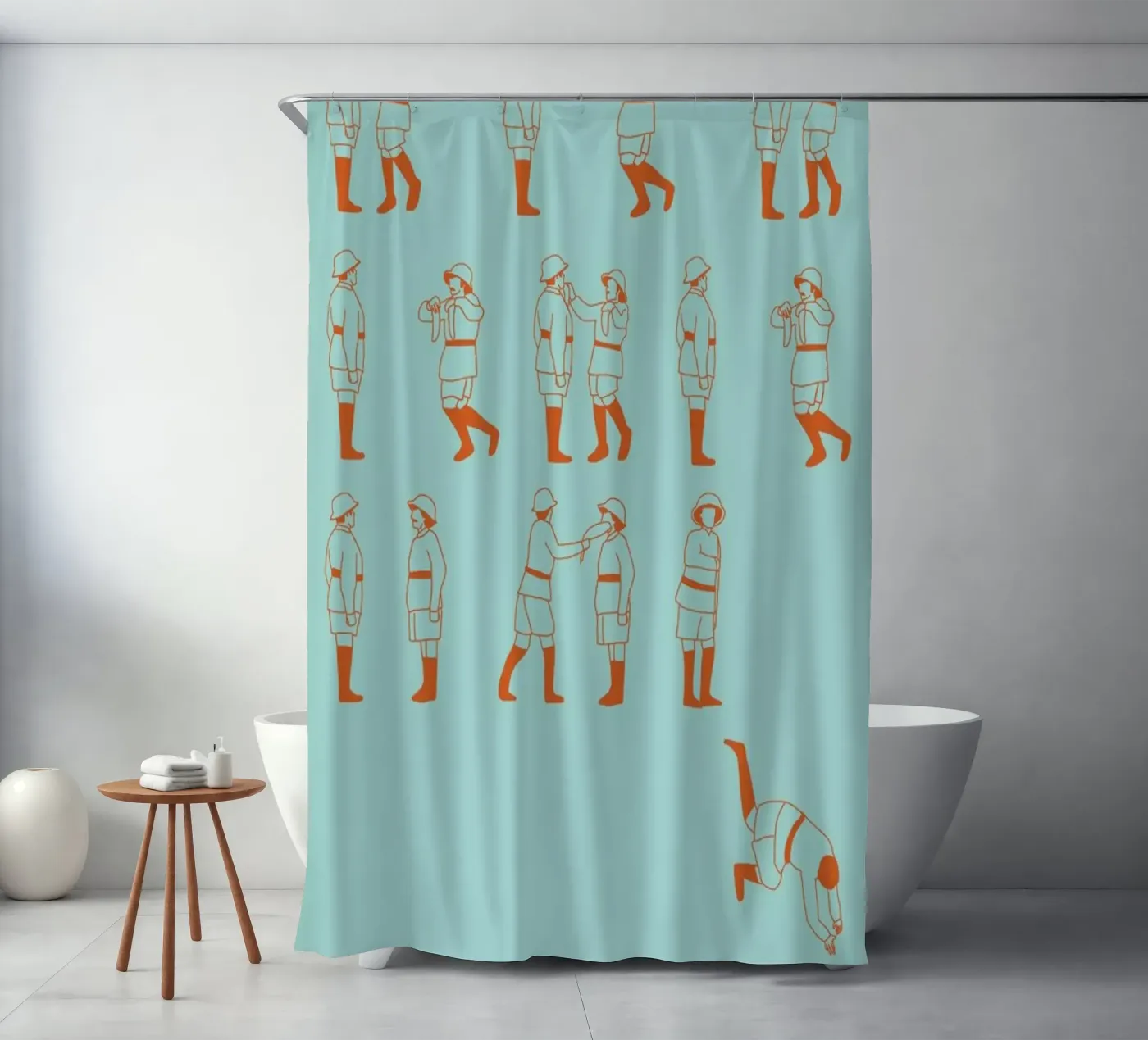 Monty Python - Fish Slap Duschvorhang von Niege Borges