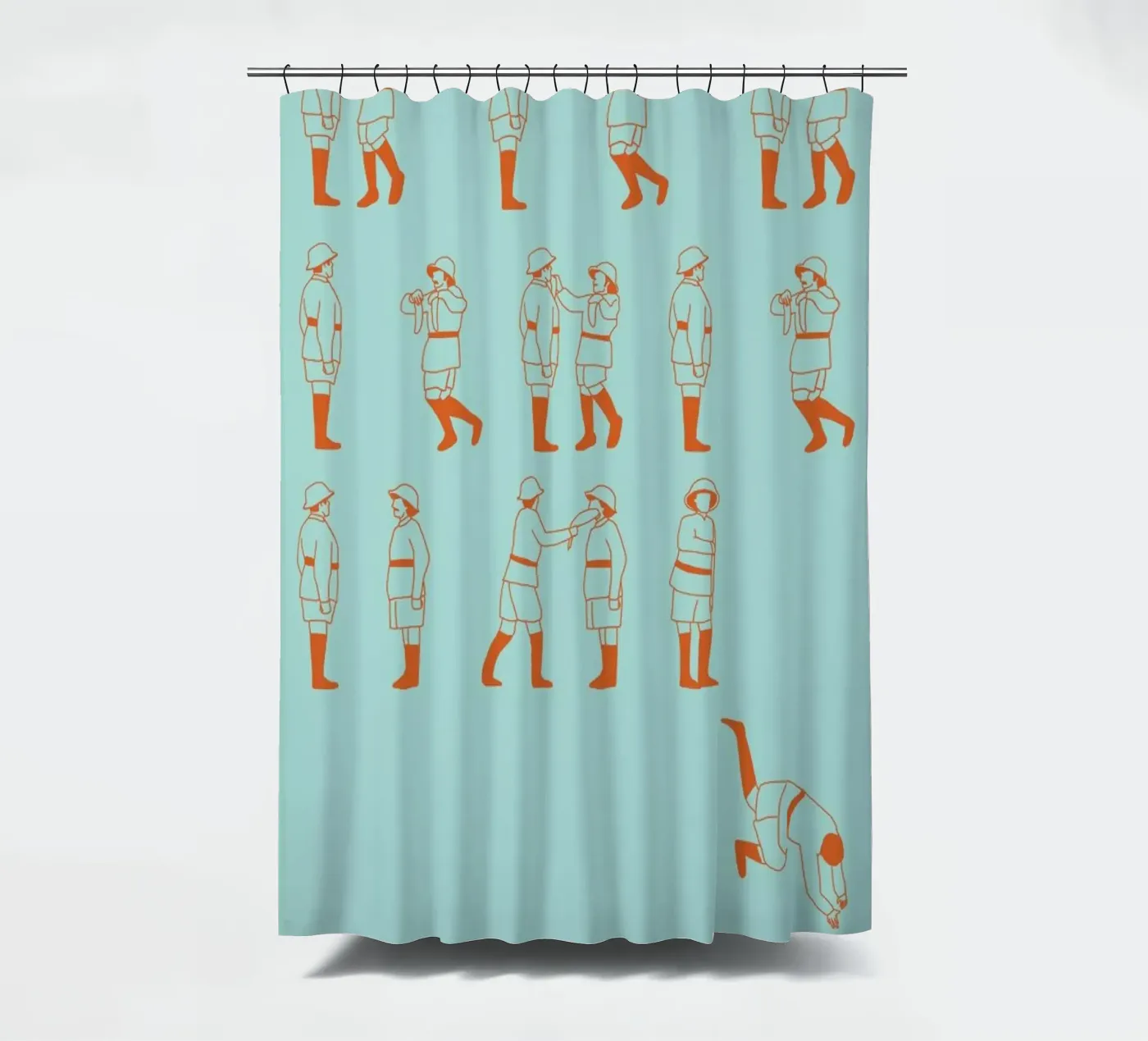 Monty Python - Fish Slap Duschvorhang von Niege Borges