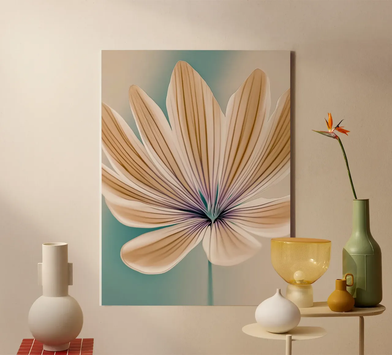Abstracte bloem canvas met Baklijst van Imagine