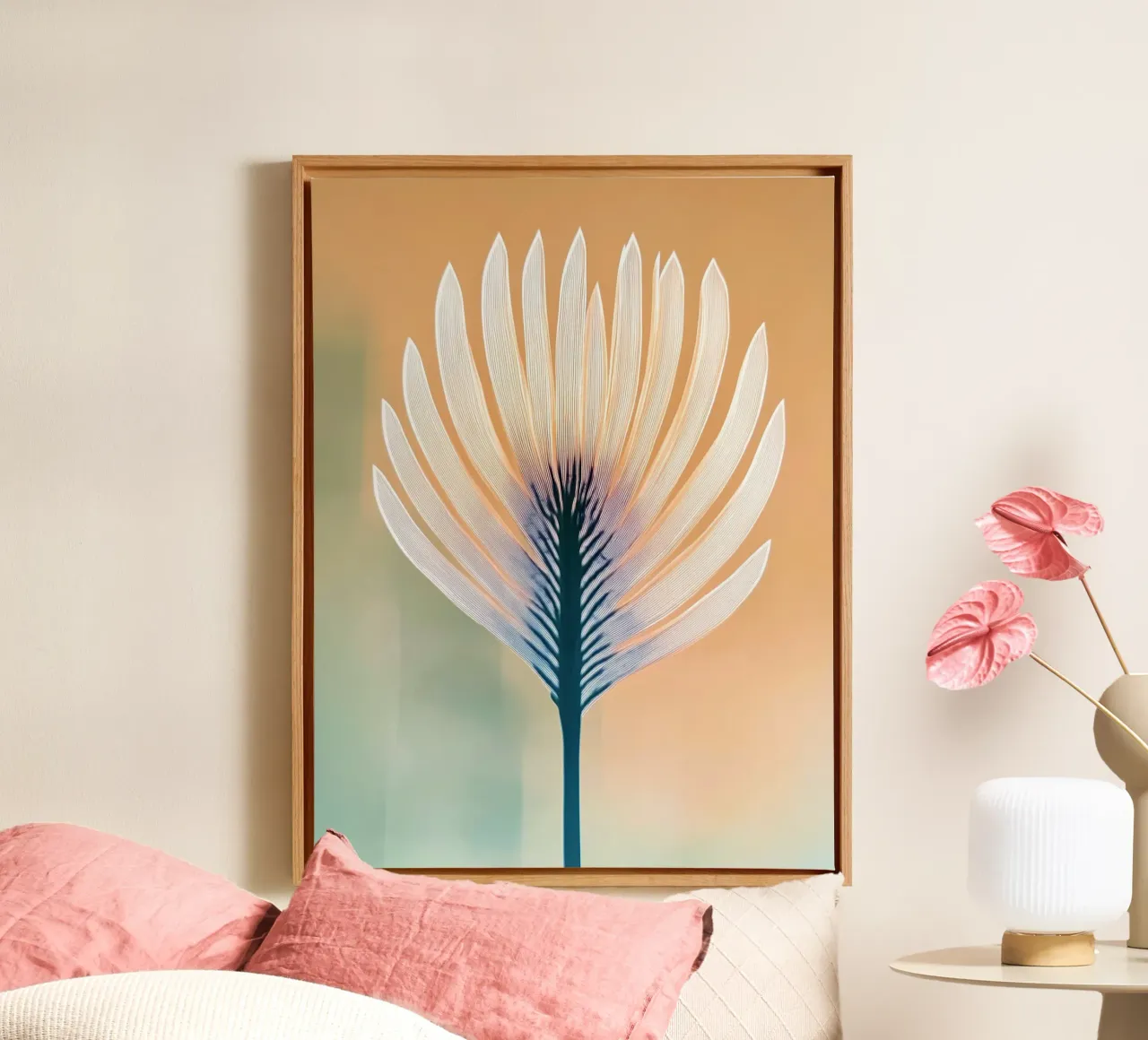 Abstract blad canvas met Baklijst van Imagine