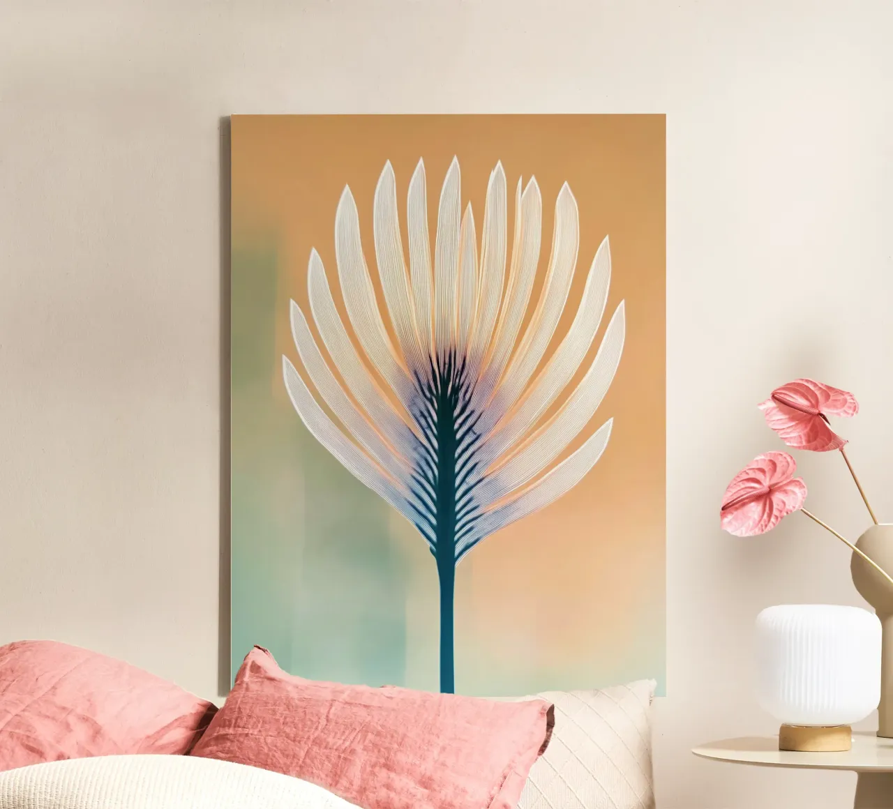 Abstract blad canvas met Baklijst van Imagine