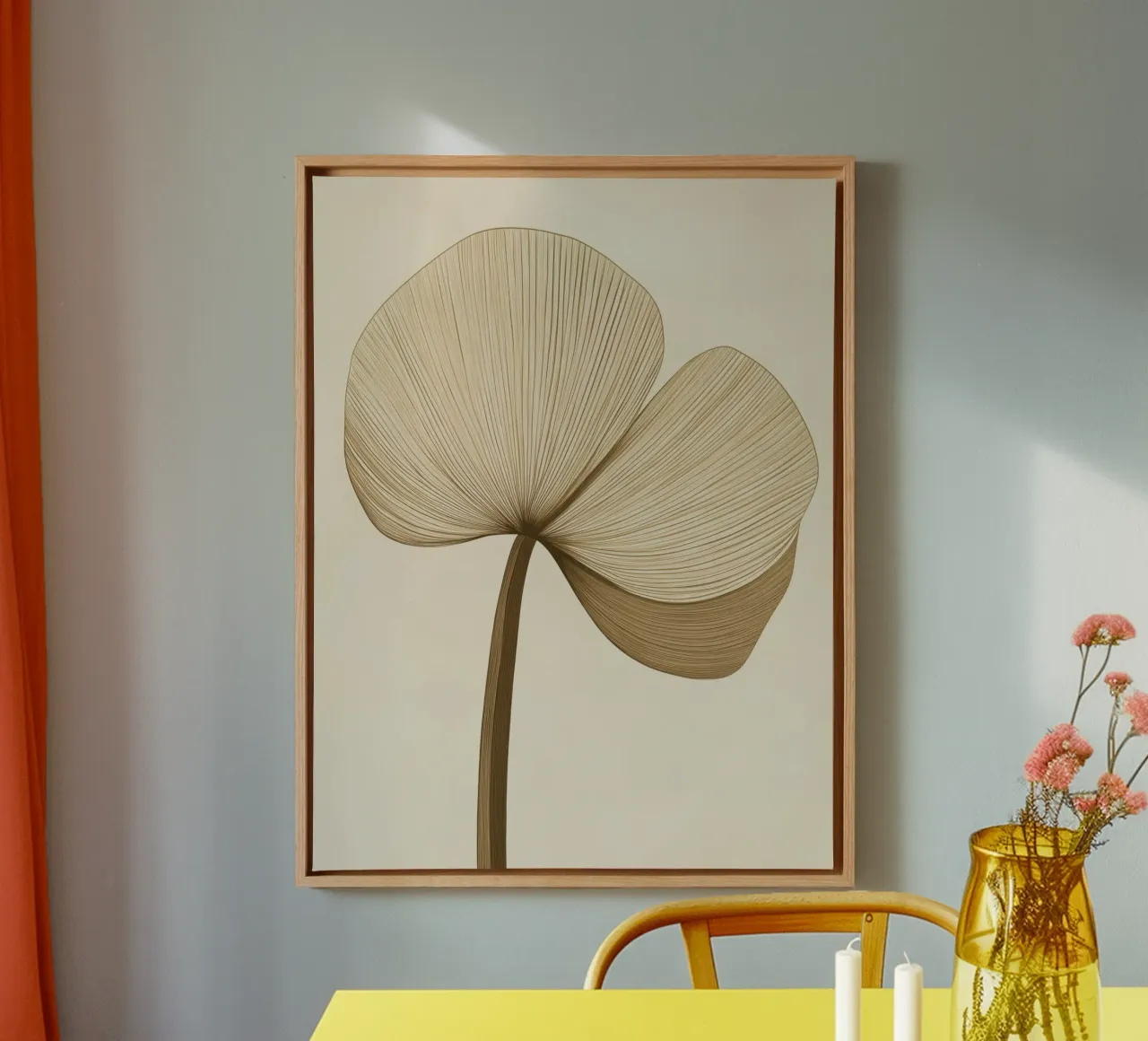 Abstracte bloem canvas met Baklijst van Imagine