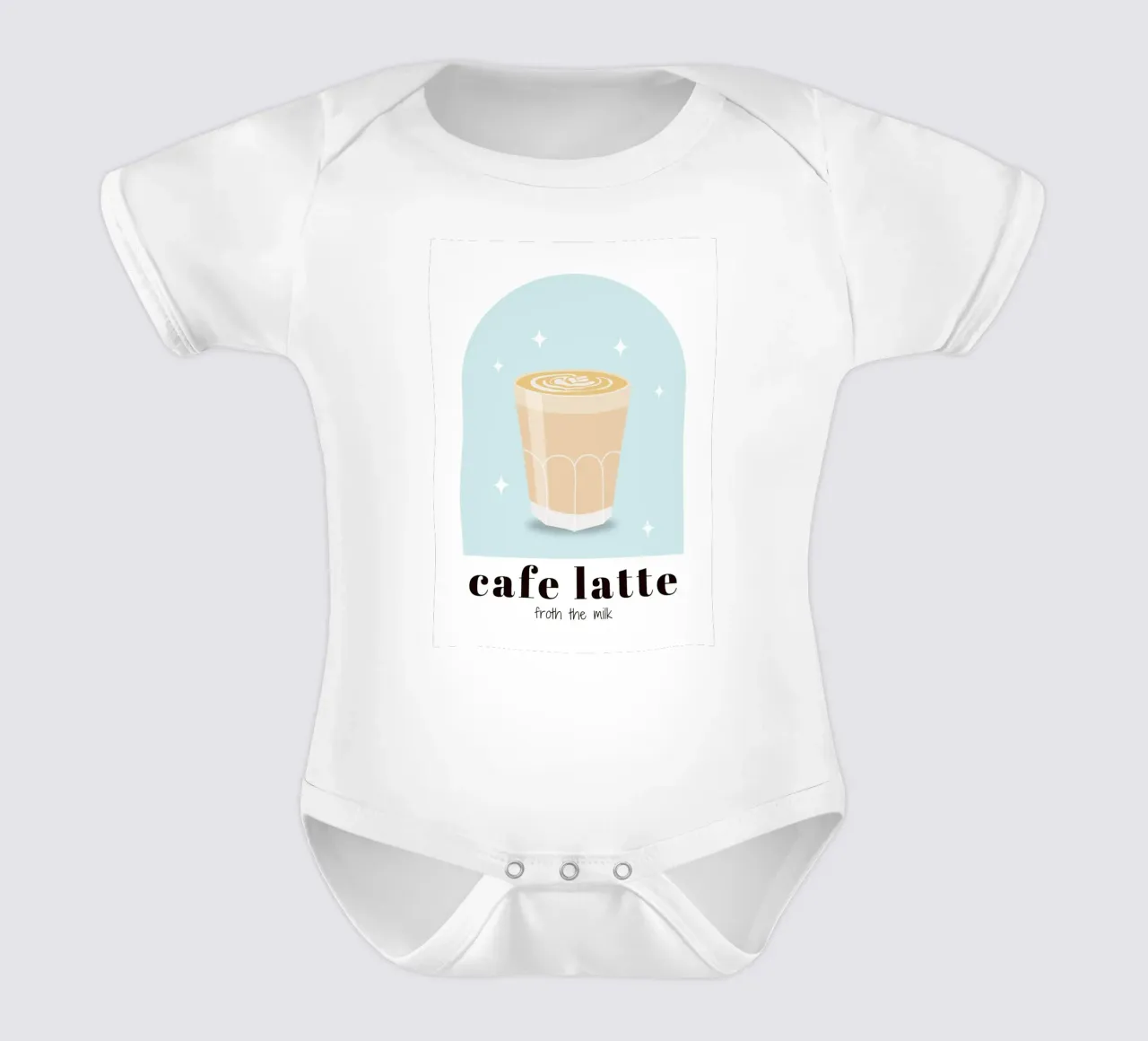 Cafe Latte koffie print, koffieliefhebber, cafeïne, babyrompertje korte mouwen van pdigitalprints