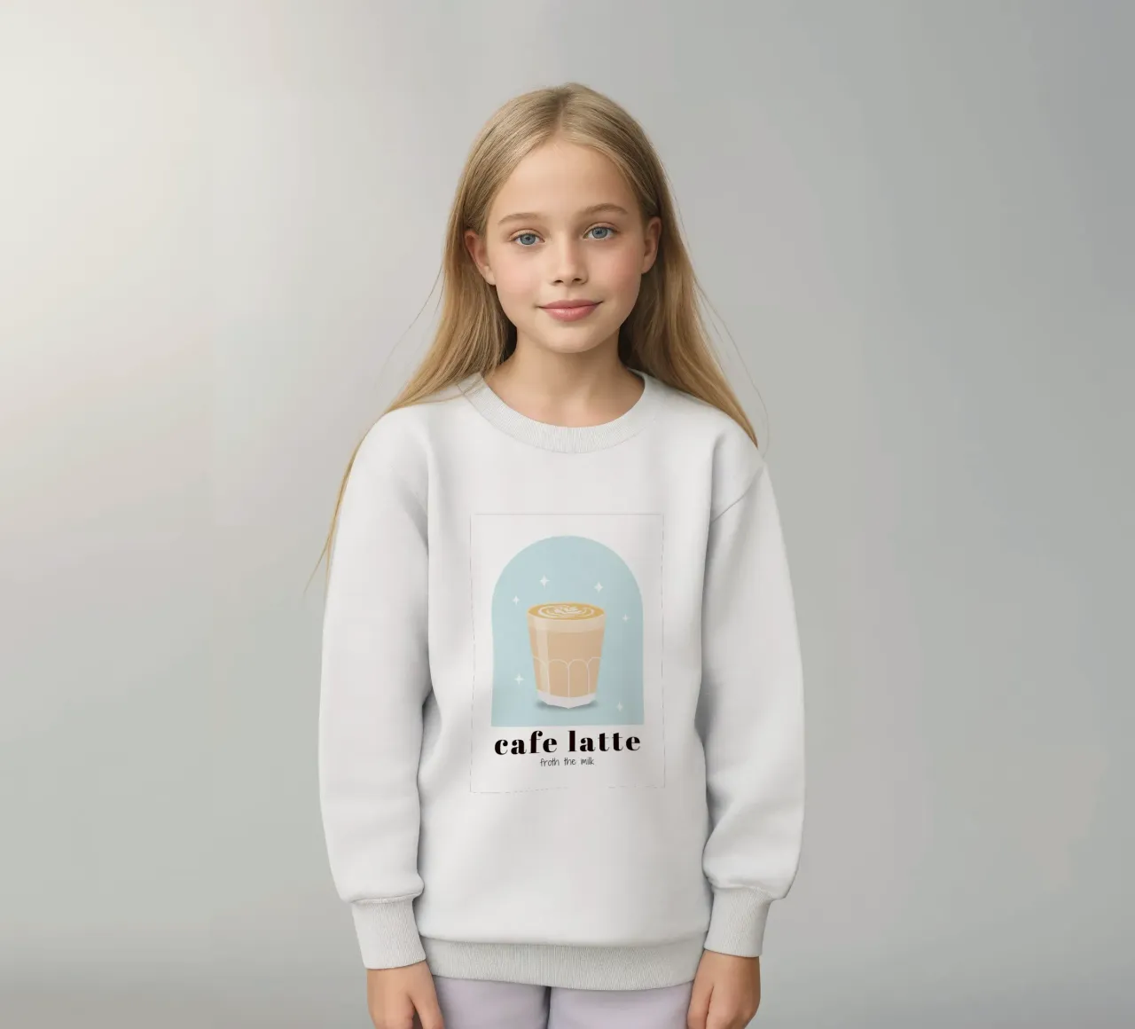 Cafe Latte Kaffee Druck, Kaffee-Liebhaber, Koffein, Kinder Sweatshirt von pdigitalprints