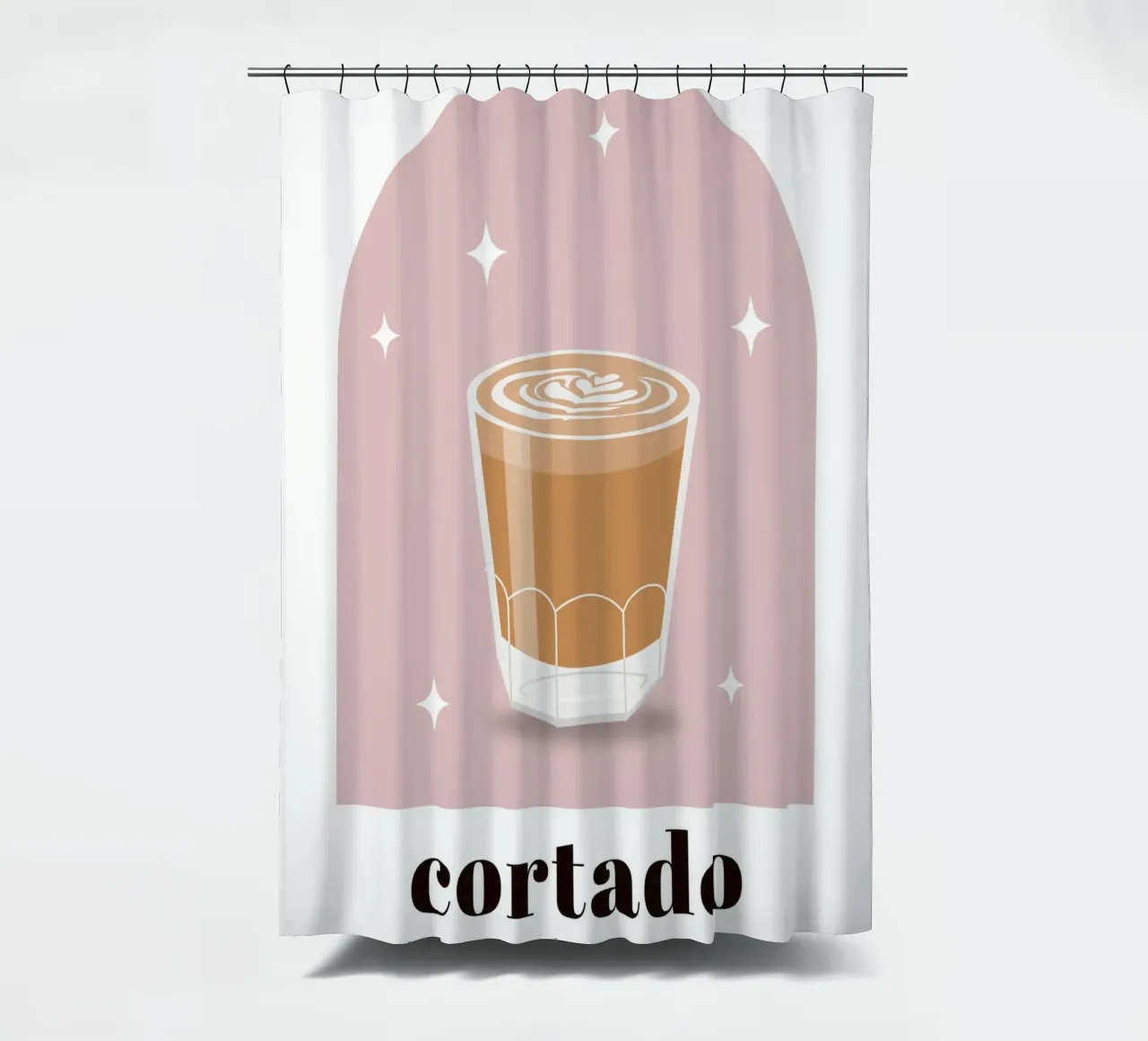 Cortado coffee print, Coffee Lover, Caffeine, shower curtain by pdigitalprints