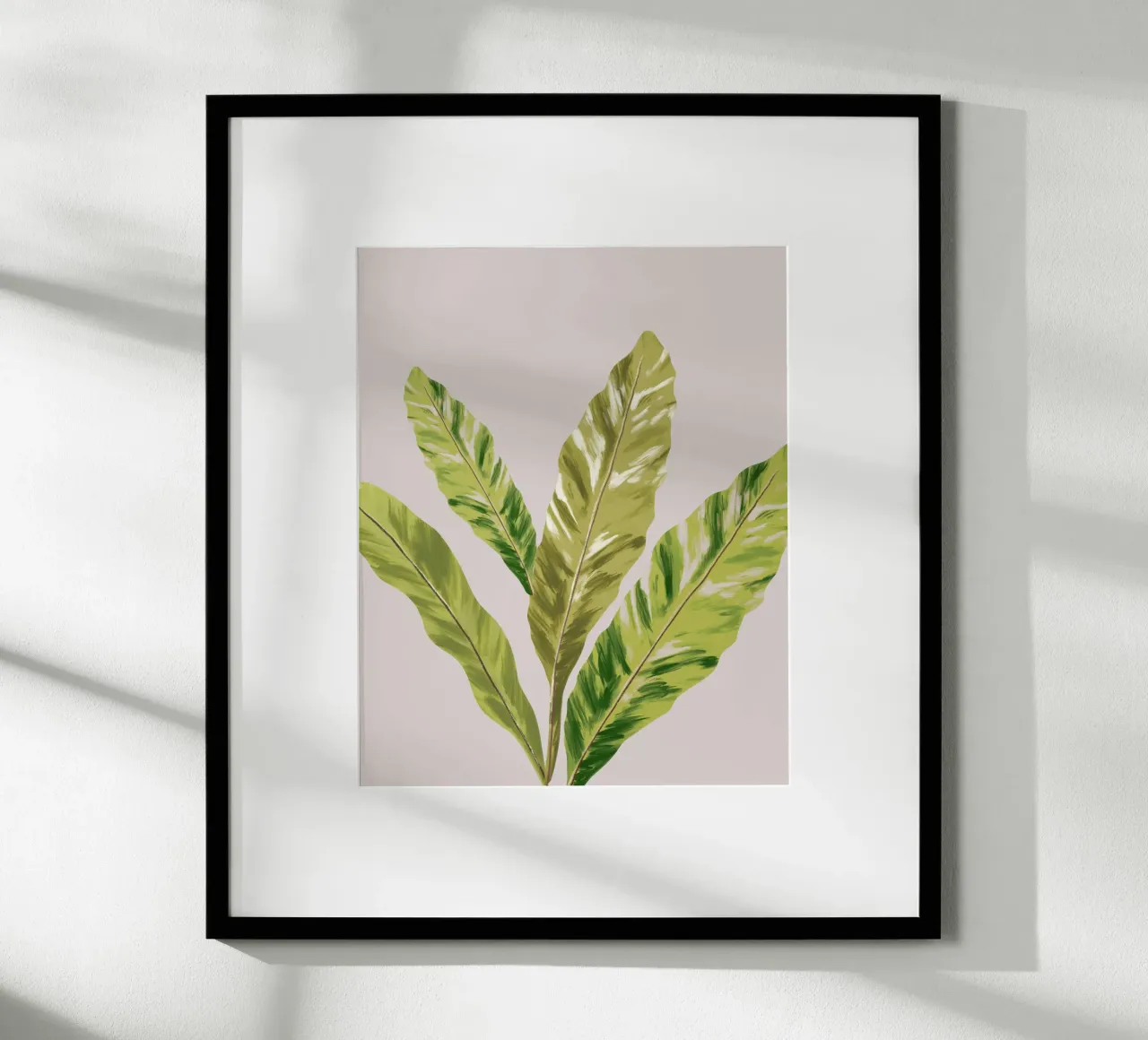 Green Fern Leaves poster con telaio in legno da anisillustration