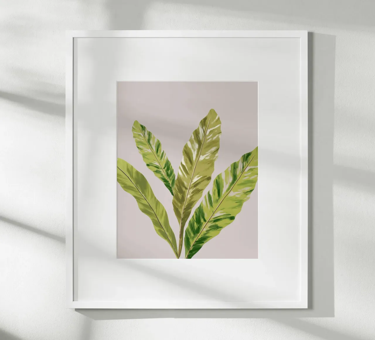Green Fern Leaves poster con telaio in legno da anisillustration
