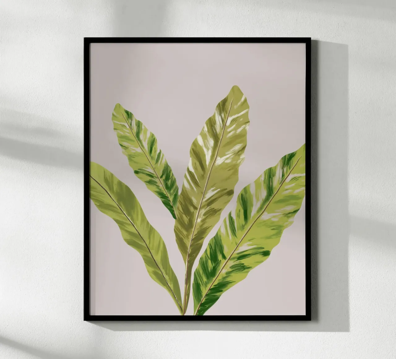 Green Fern Leaves poster con telaio in legno da anisillustration
