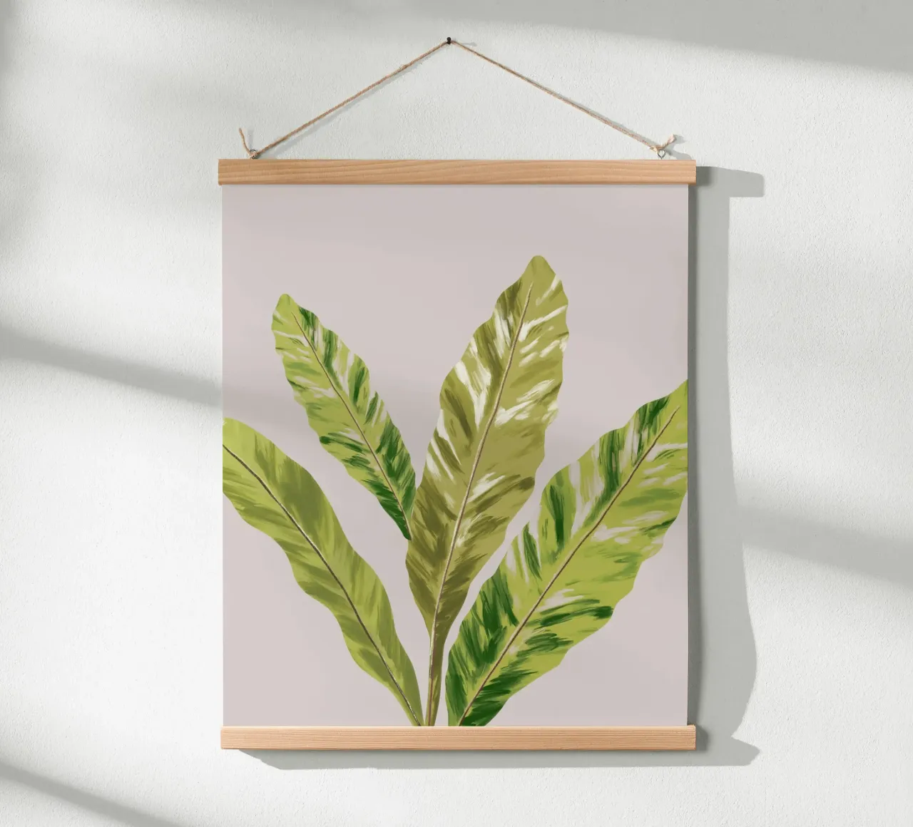 Green Fern Leaves poster con telaio in legno da anisillustration