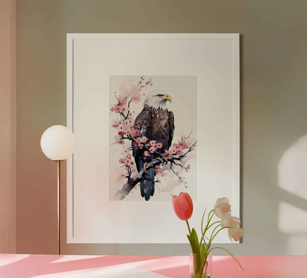Bald Eagle Watercolor poster con telaio in plastica da FreeArtStudio