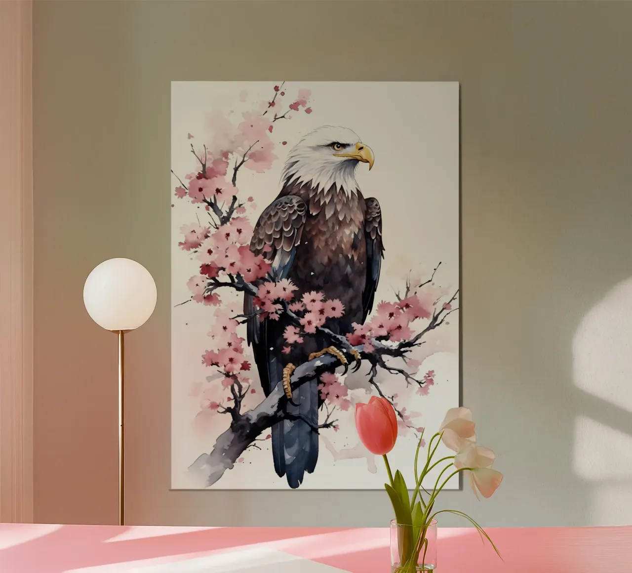 Bald Eagle Watercolor poster con telaio in plastica da FreeArtStudio