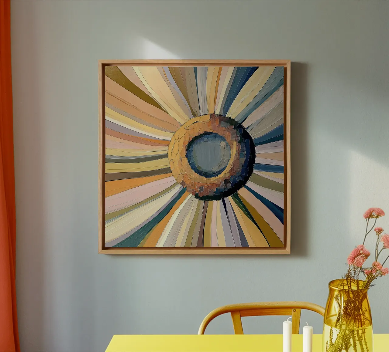 Abstracte bloem canvas met Baklijst van Imagine