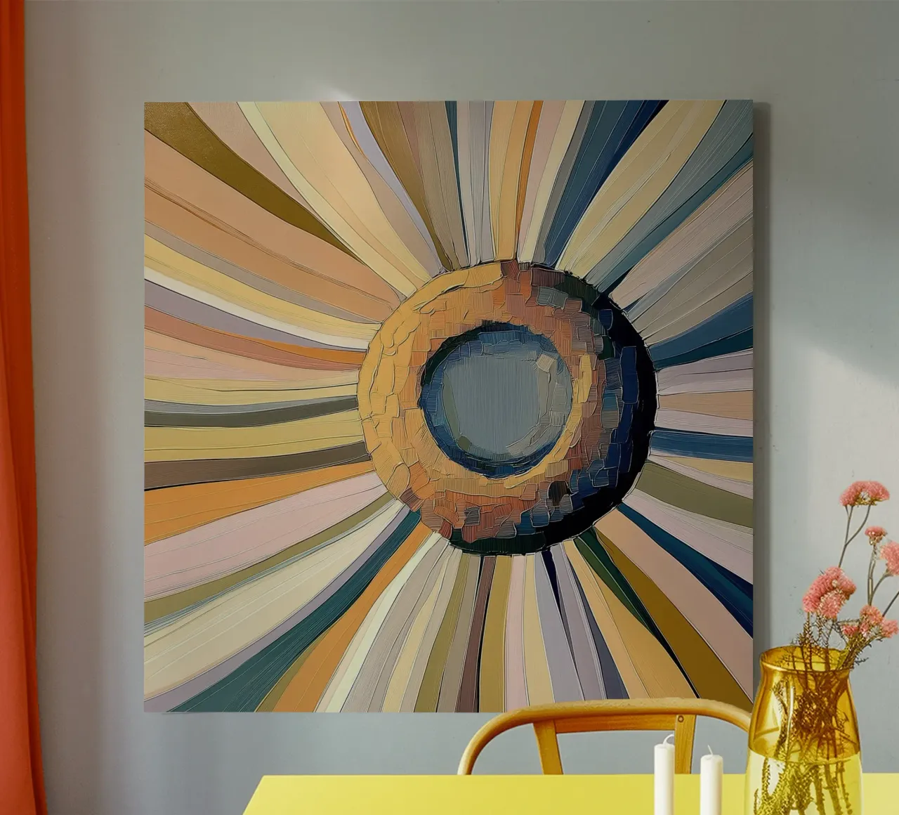 Abstracte bloem canvas met Baklijst van Imagine