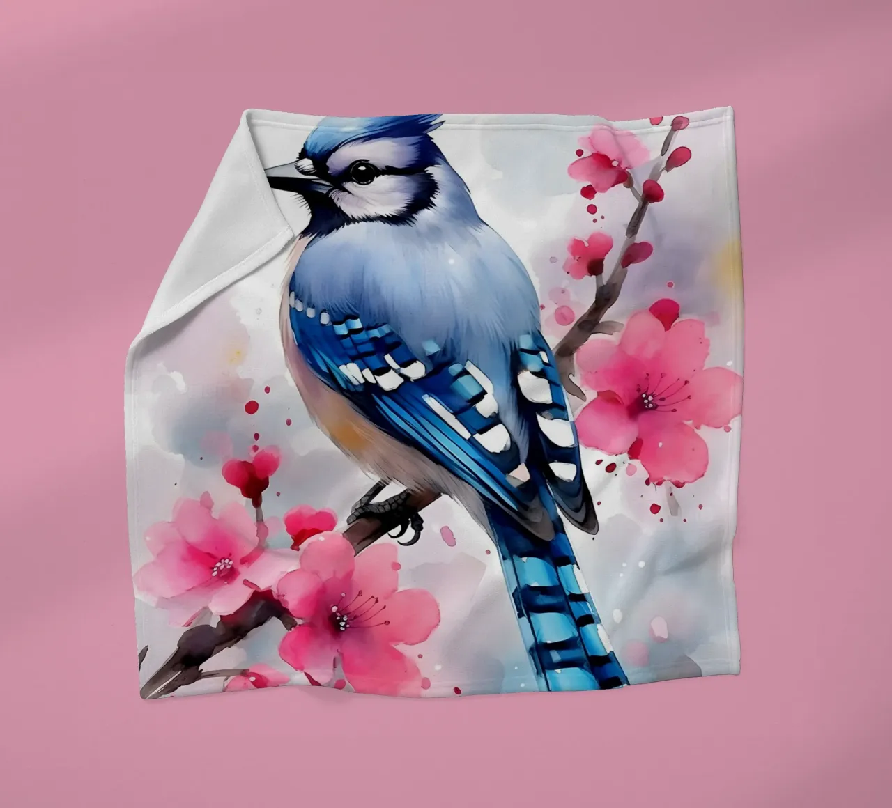 Blue Jay fleece blanket by FreeArtStudio