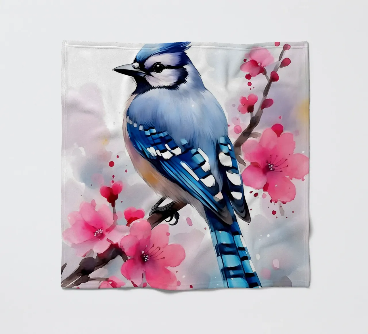 Blue Jay fleece blanket by FreeArtStudio