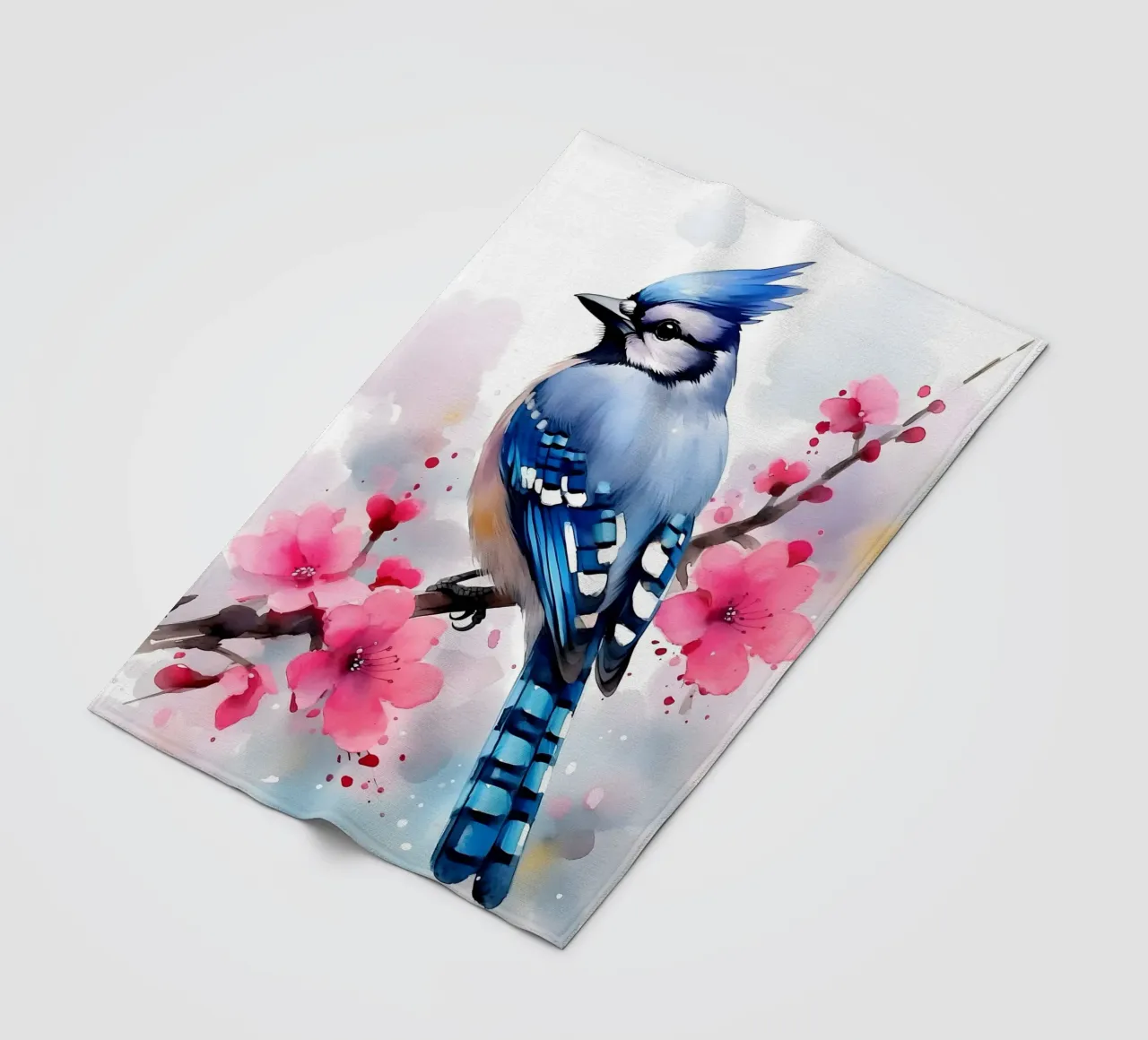 Blue Jay fleece blanket by FreeArtStudio