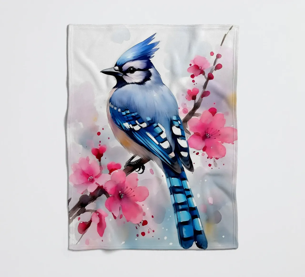 Blue Jay fleece blanket by FreeArtStudio