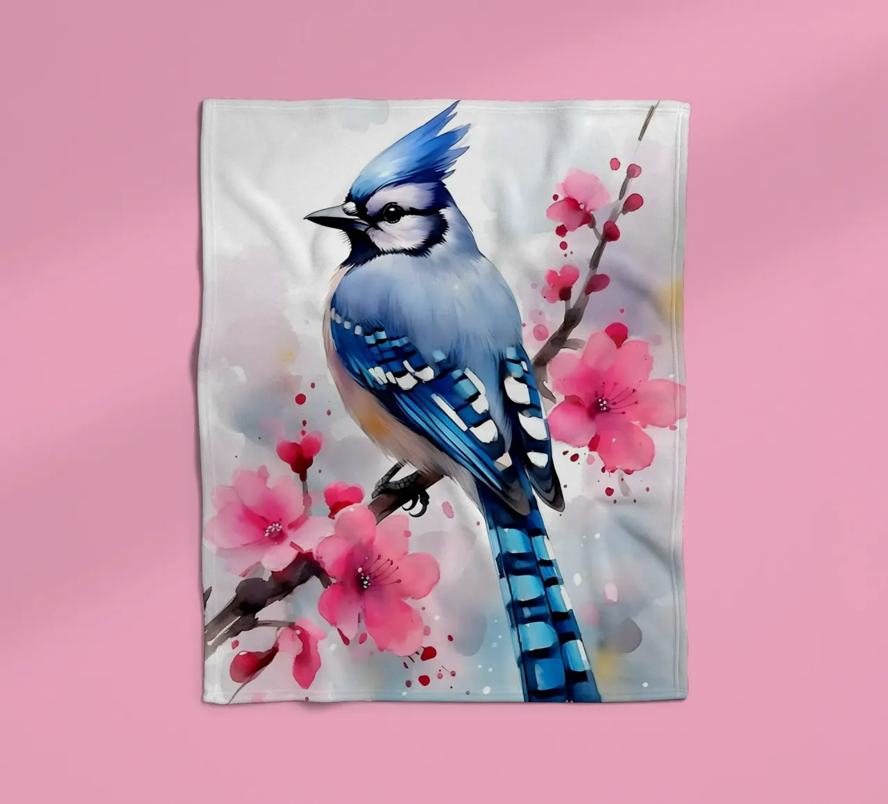 Blue Jay fleece blanket by FreeArtStudio