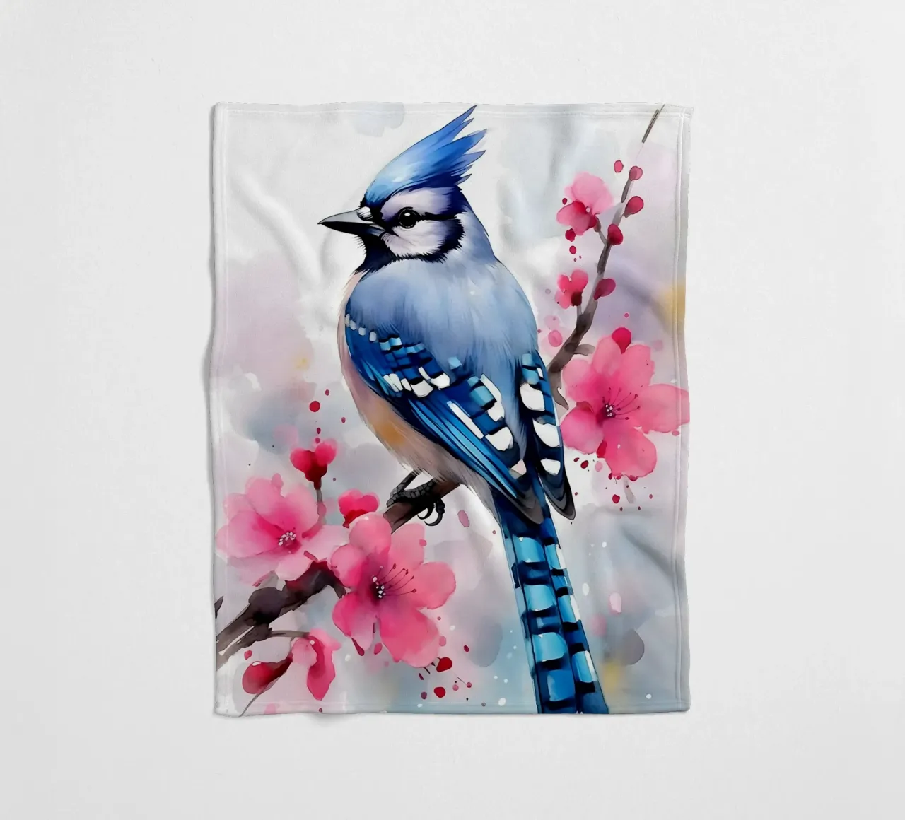 Blue Jay fleece blanket by FreeArtStudio