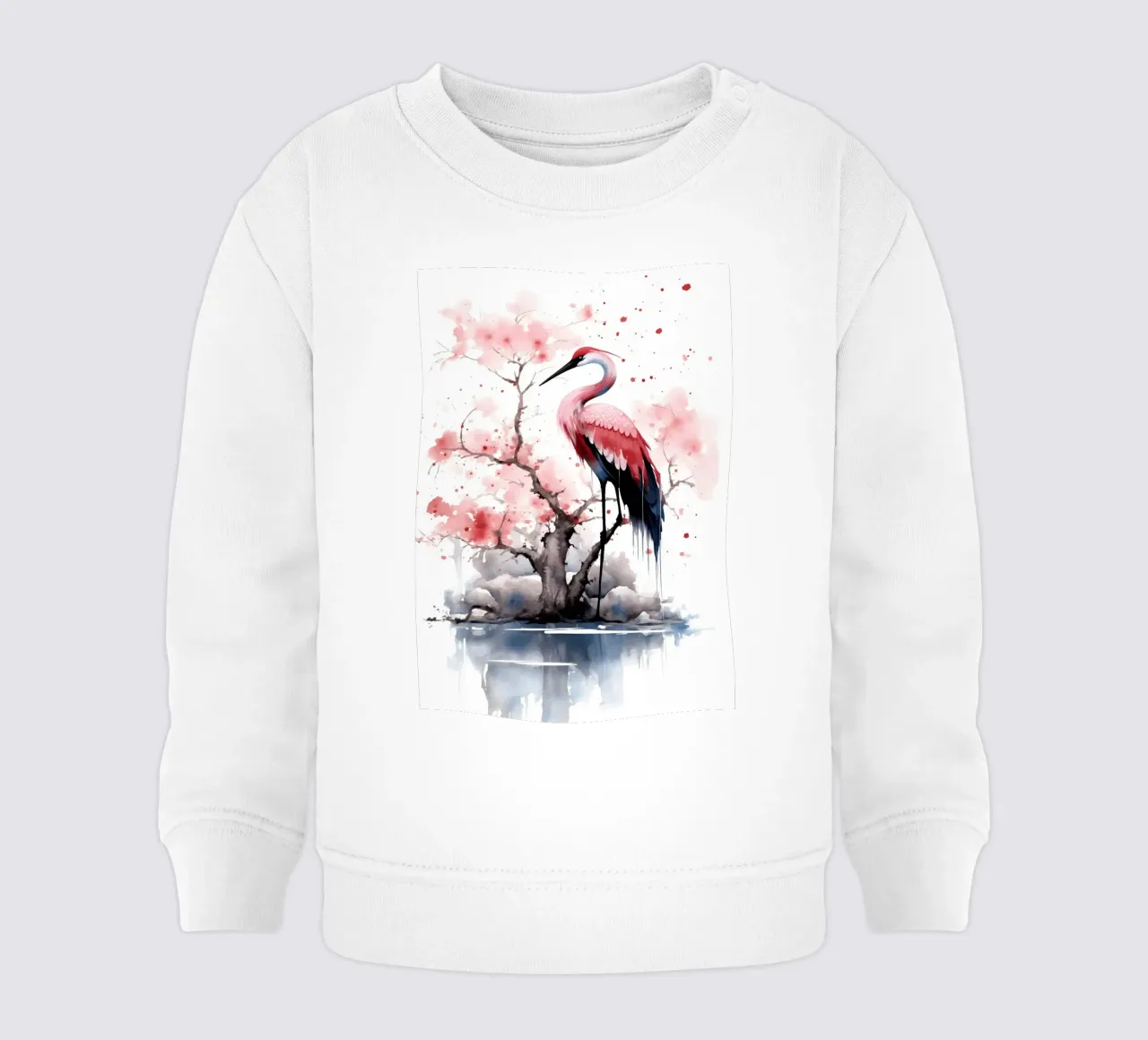 Crane baby sweatshirt by FreeArtStudio