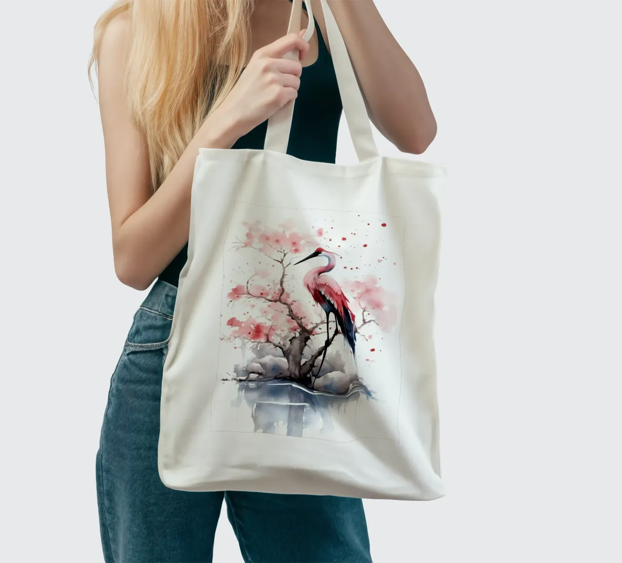 Crane tote bag by FreeArtStudio