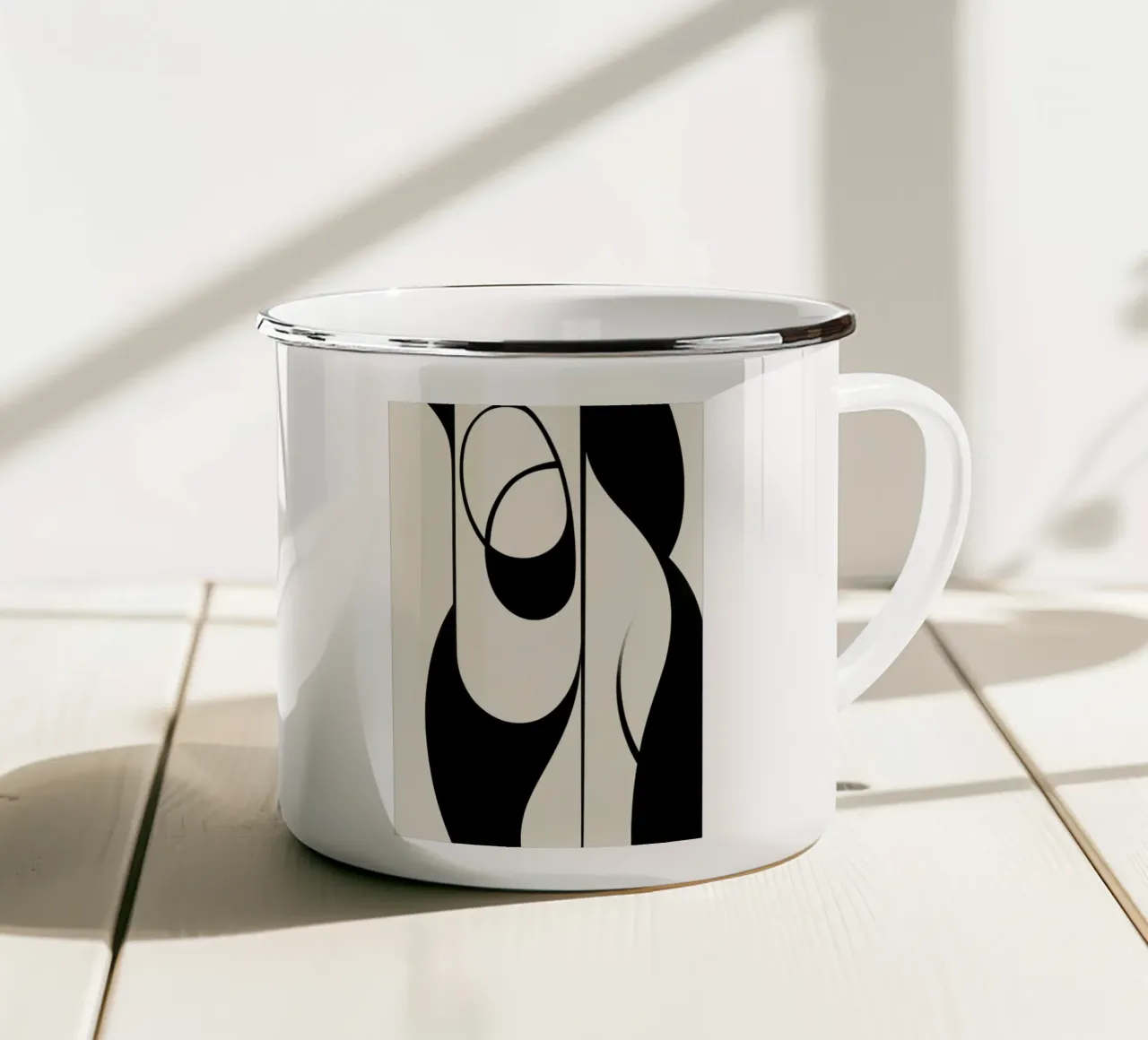 Abstracte vlakken emaille mok van Imagine