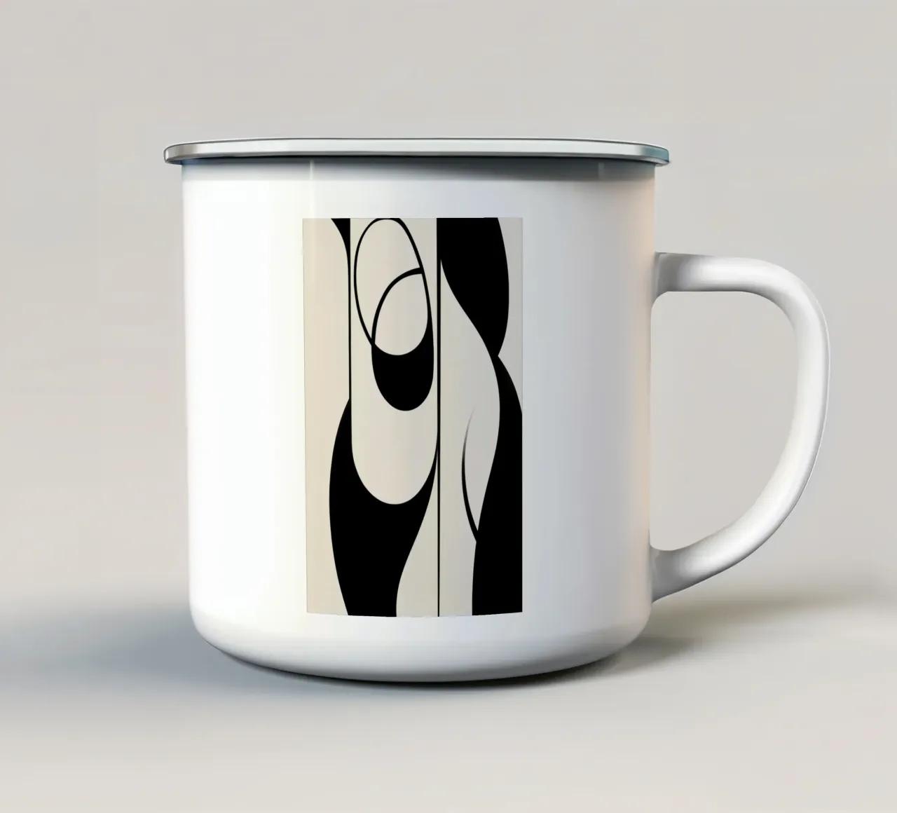 Abstracte vlakken emaille mok van Imagine