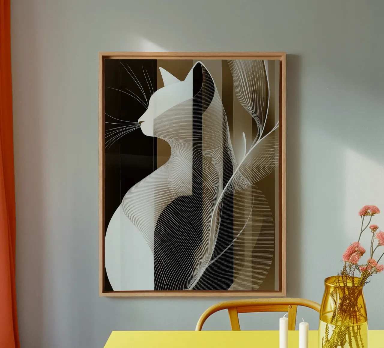 Abstracte kat canvas met Baklijst van Imagine