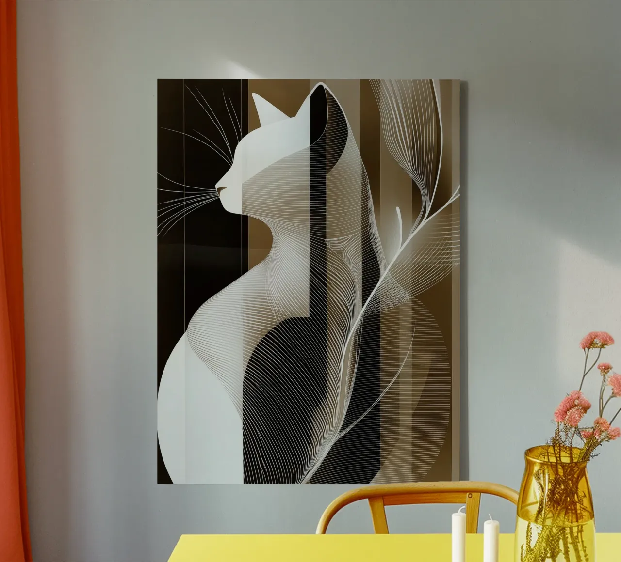 Abstracte kat canvas met Baklijst van Imagine