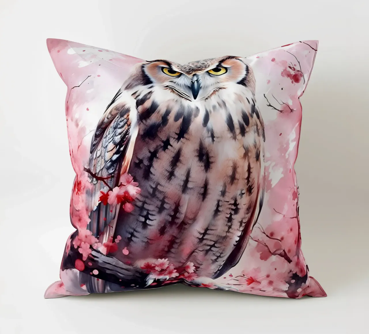 Eagle Owl decorative cushion by FreeArtStudio