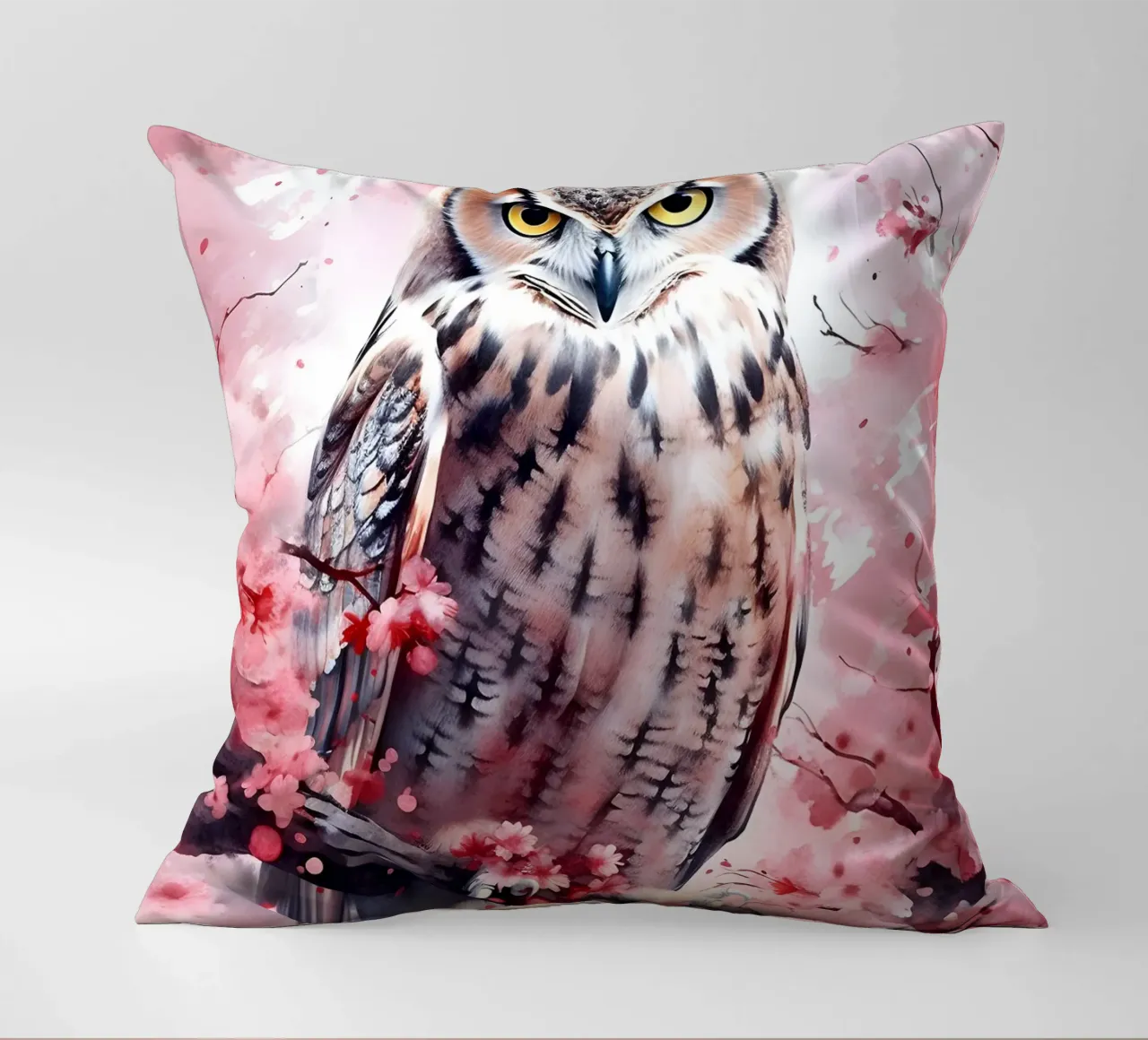 Eagle Owl decorative cushion by FreeArtStudio