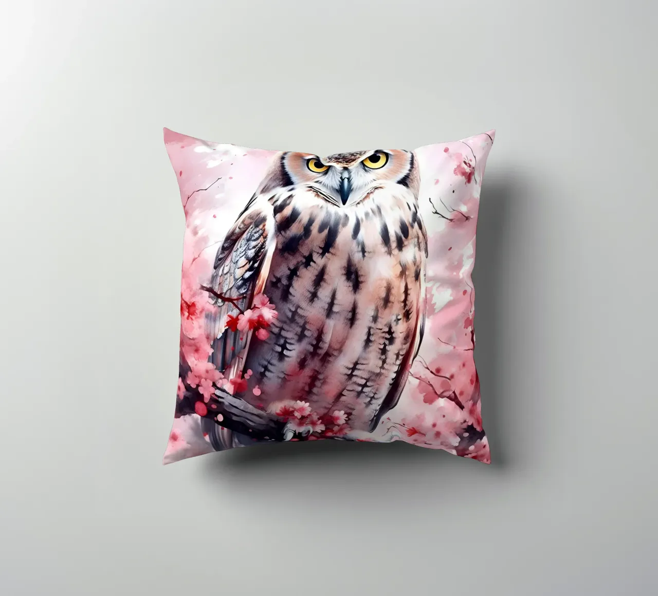 Eagle Owl decorative cushion by FreeArtStudio