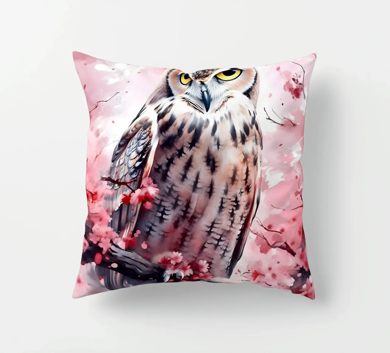 Eagle Owl decorative cushion by FreeArtStudio