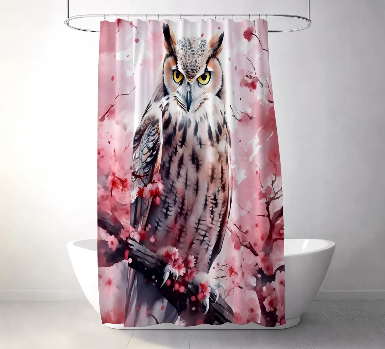 Eagle Owl shower curtain by FreeArtStudio